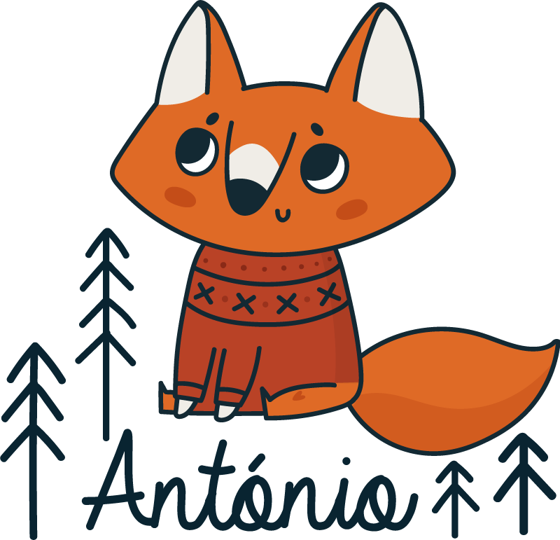 Vinyl teppich tiere nordischer fuchs mit namen - TenStickers