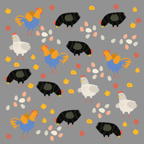 Vinyl teppich tiere hühner im gehegemuster - TenStickers