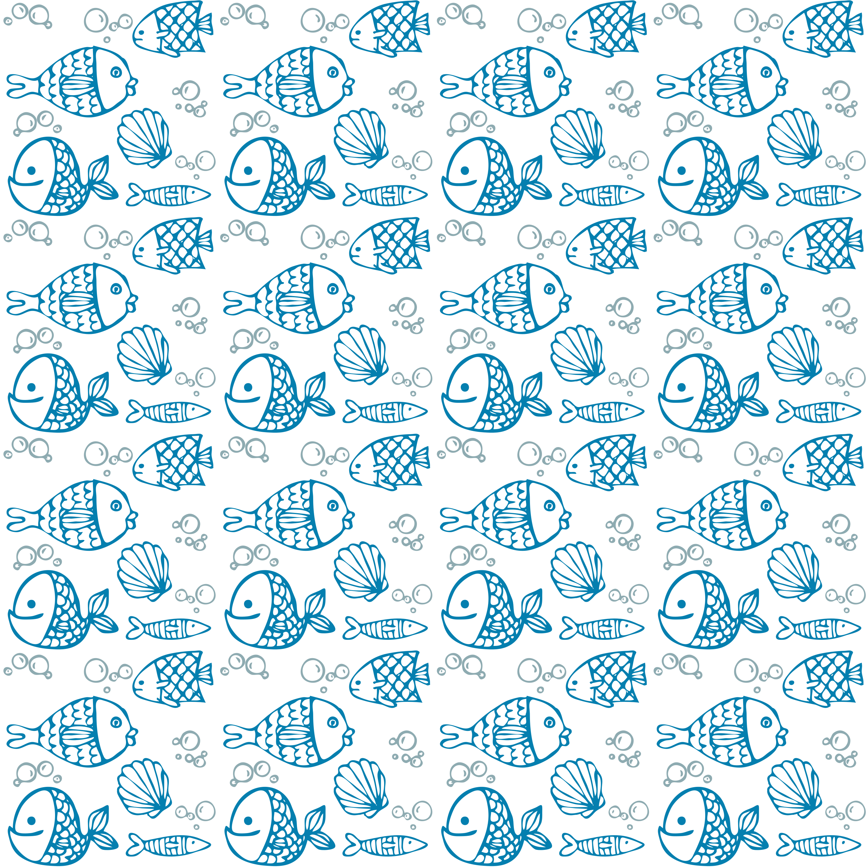 Vinyl teppich tiere mit blauen fischen im zeichnungsstil - TenStickers