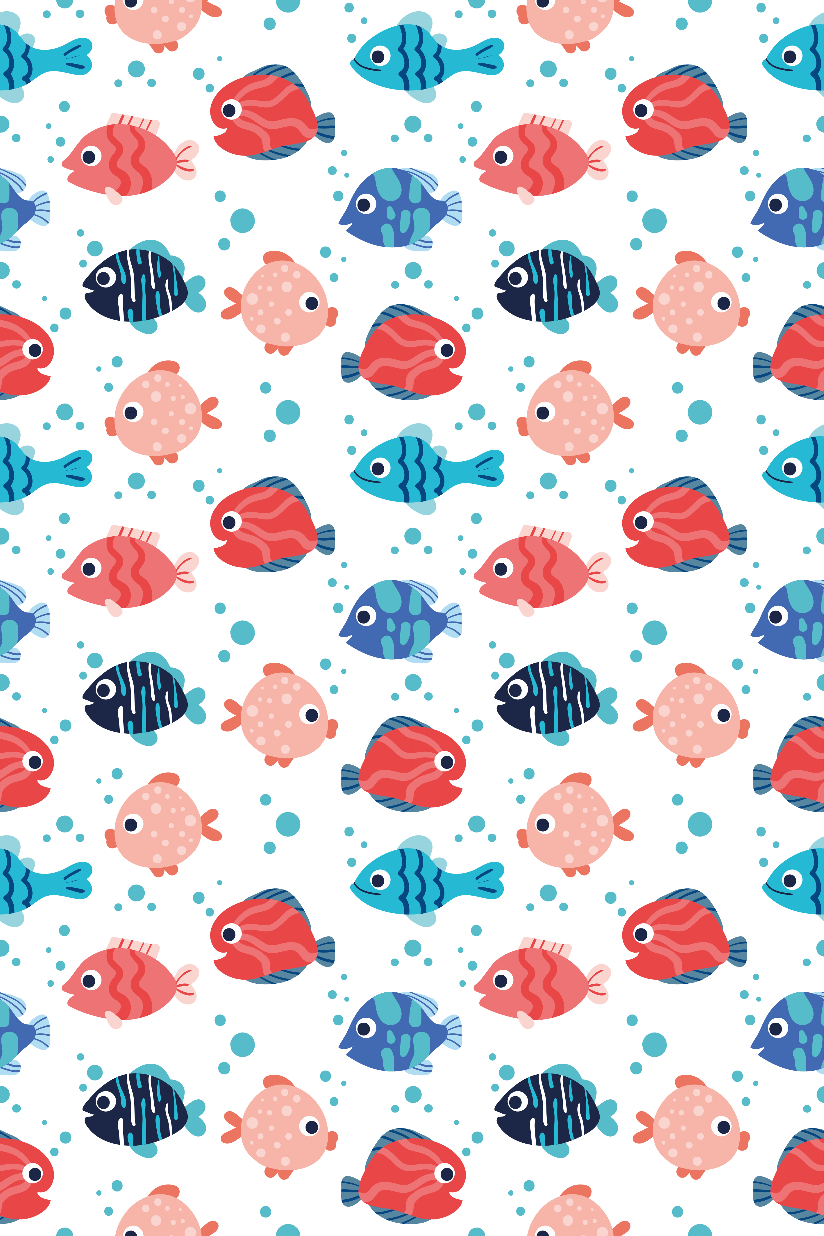 Vinyl teppich tiere mit pinken und blauen fischen - TenStickers