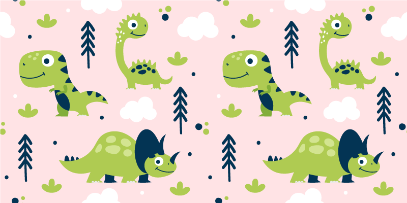 Vinyl teppich tiere im verspielten dinosaurier design - TenStickers