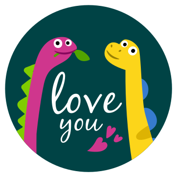 Vinyl teppich tiere süße dinosaurierliebe - TenStickers