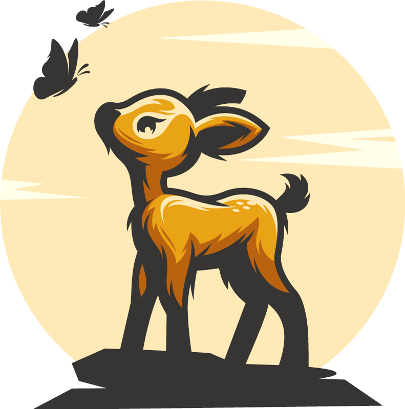 Vinyl teppich tiere rehe und schmetterlinge - TenStickers