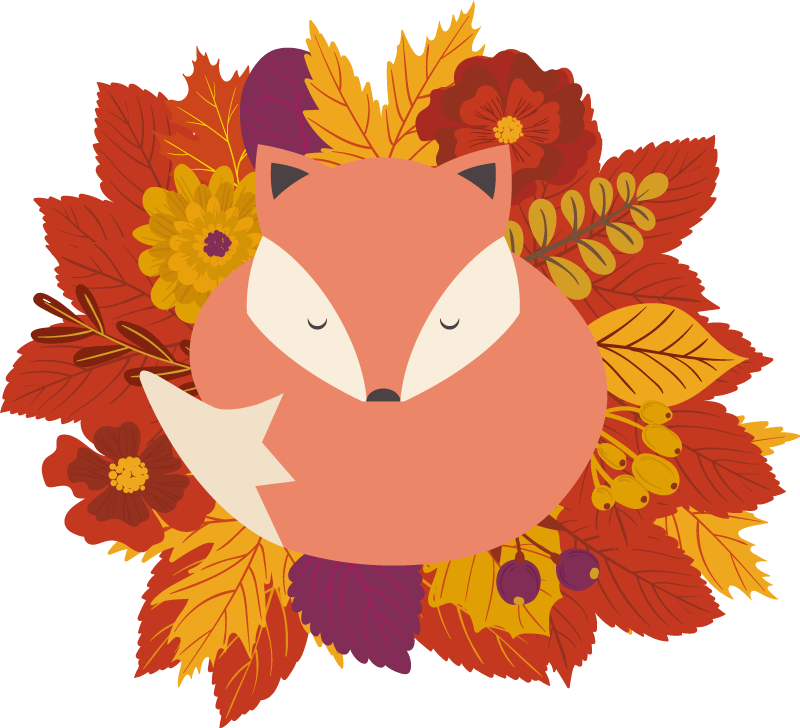 Vinyl teppich tiere fuchs mit blättern - TenStickers