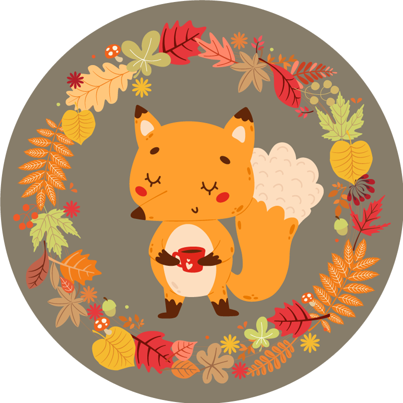 Vinyl teppich tiere mit charmanten fuchs skulptur - TenStickers