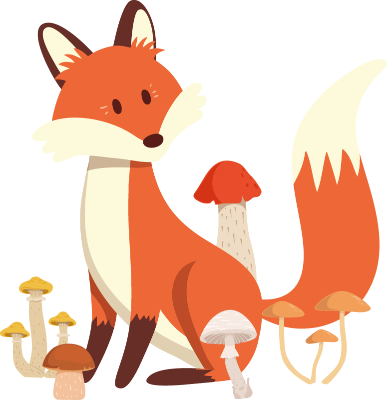 Vinyl teppich tiere mit verspieltem fuchsdesign - TenStickers