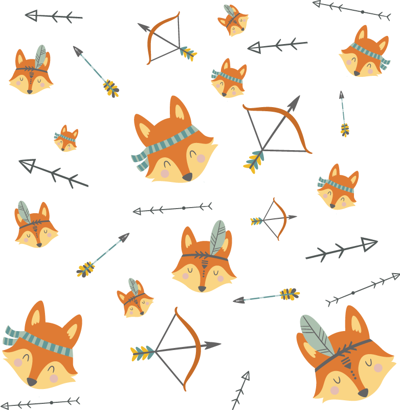 Vinyl teppich tiere glückliche fuchs gesichter - TenStickers