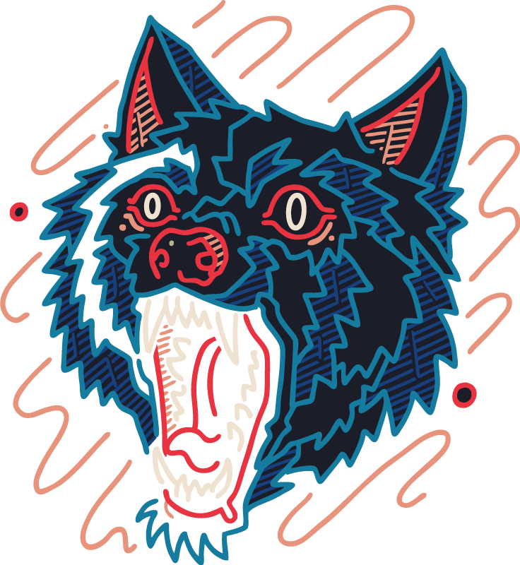 Vinyl teppich tiere mit heulendem wolf motiv - TenStickers