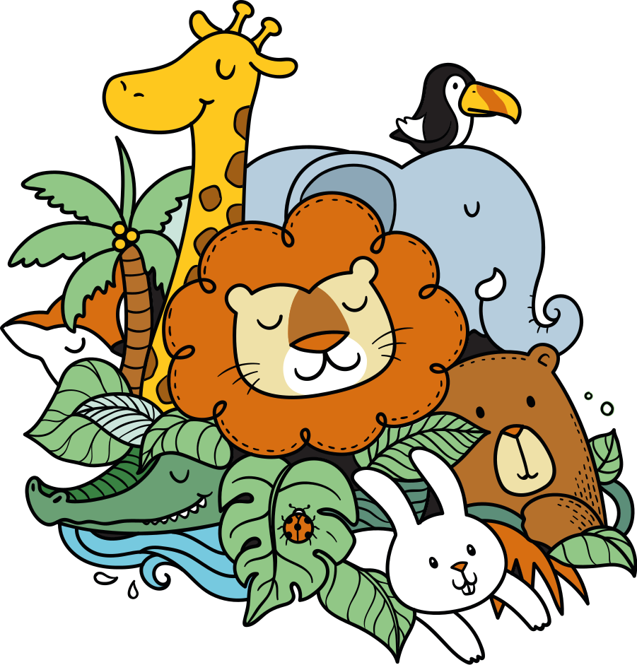 Vinyl teppich tiere spielerische tierwelt - TenStickers