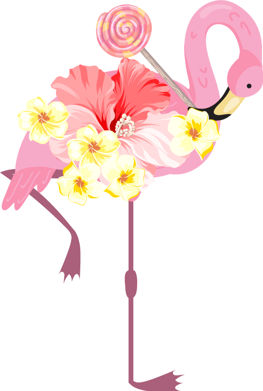 Vinyl teppich tiere mit flamingo blumenmuster - TenStickers