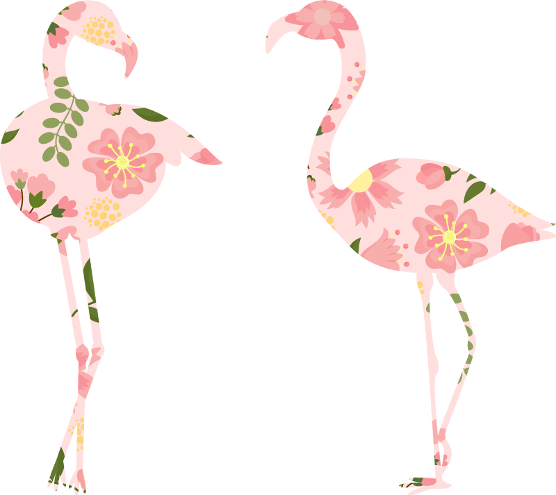 Vinyl teppich tiere mit flamingo blumenmuster - TenStickers