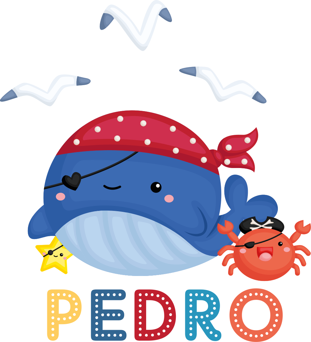 Vinyl teppich tiere mit süßem piratenwal - TenStickers