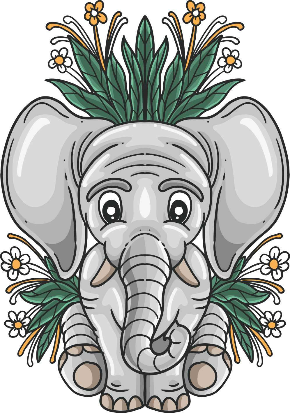 Vinyl teppich tiere mit süßer elefant illustration - TenStickers