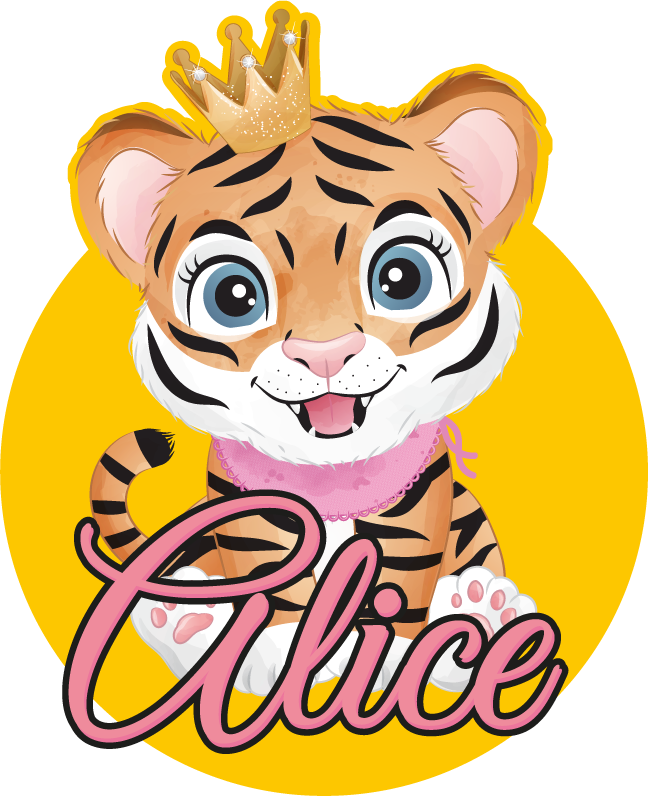 Vinyl teppich tiere mit süßer tigerillustration - TenStickers