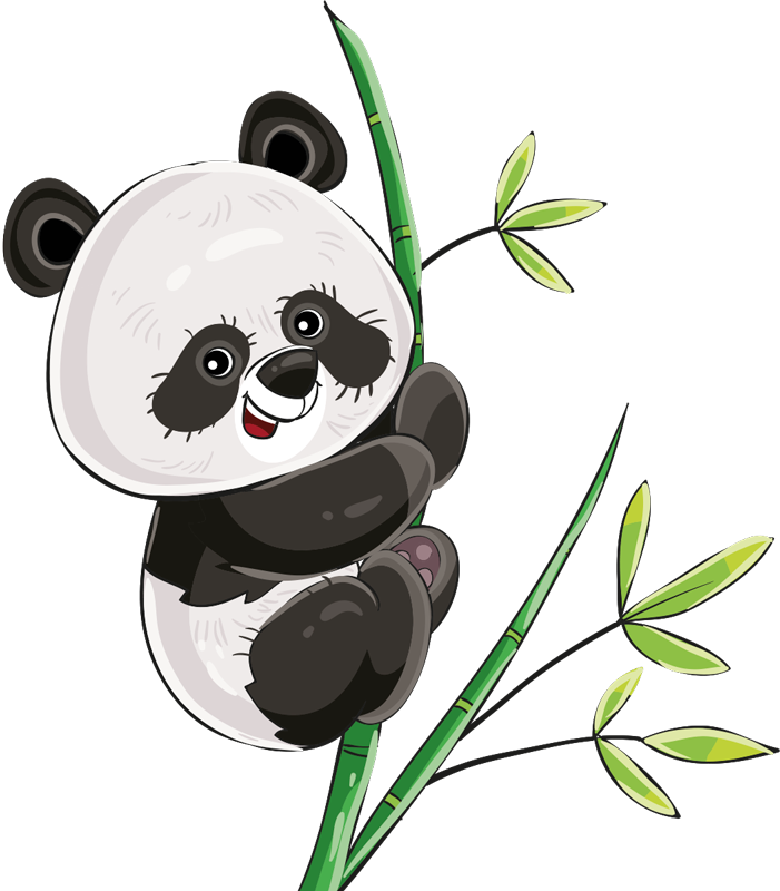 Vinyl teppich tiere panda klettert am bambus - TenStickers