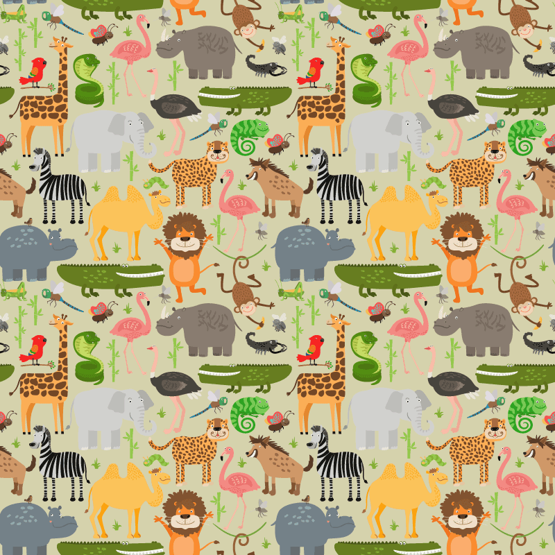 Vinyl teppich tiere mit lebhaftem tiermotiv - TenStickers