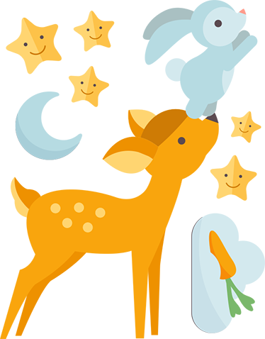 Vinyl teppich tiere reh und hase - TenStickers
