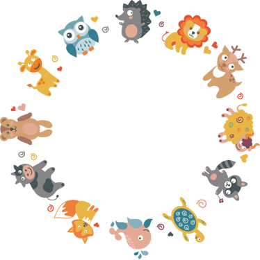 Vinyl teppich tiere mit babys im kreis - TenStickers