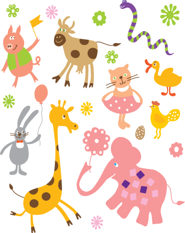 Vinyl teppich tiere bunte kreaturen - TenStickers