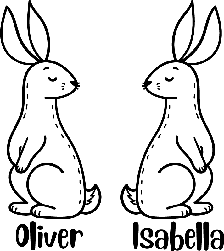 Vinyl teppich tiere personalisierte ostereierhasen - TenStickers