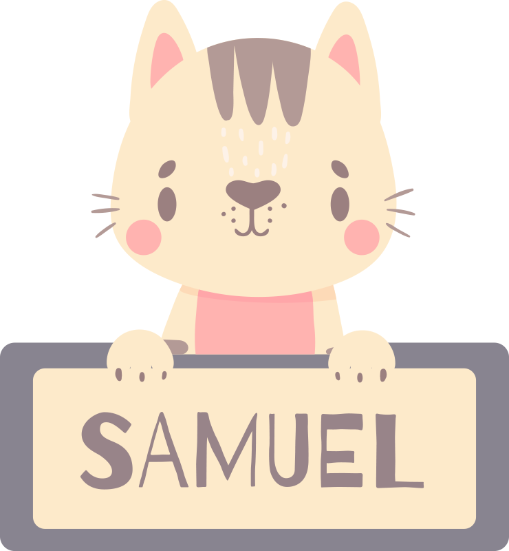 Vinyl teppich tiere mit katzenname etikett - TenStickers