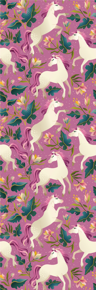 Vinyl teppich tiere im pinken blumenpferd-design - TenStickers
