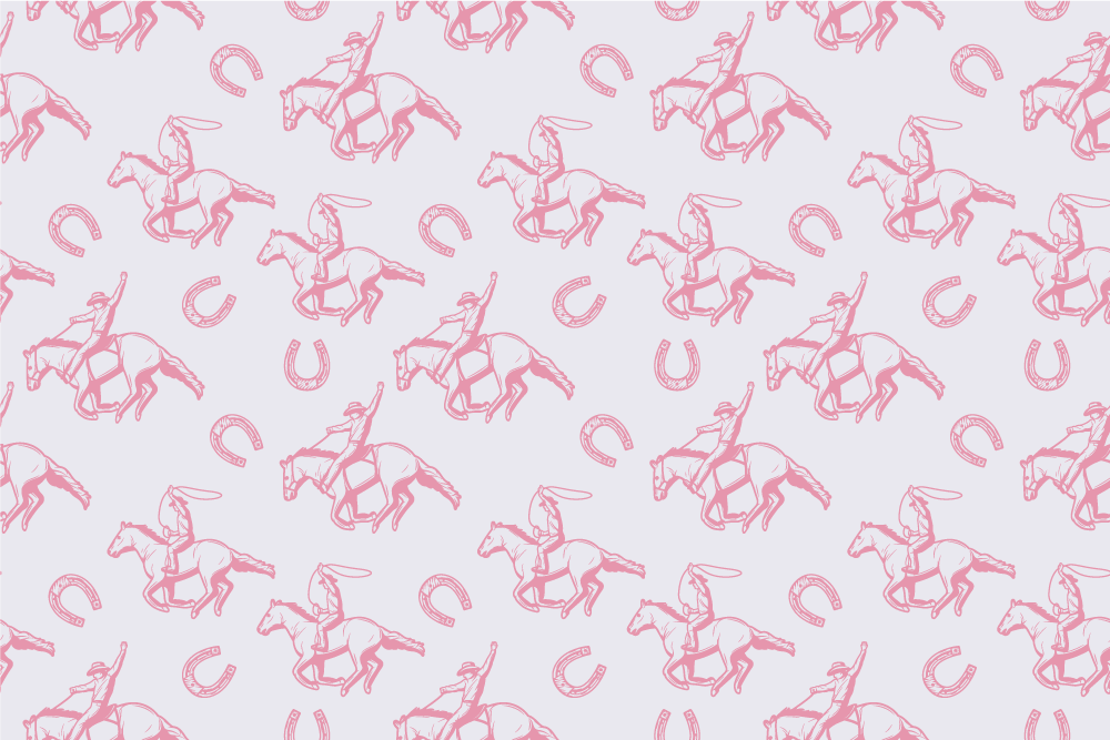 Vinyl teppich tiere mit pinkem cowboy-pferdemuster - TenStickers