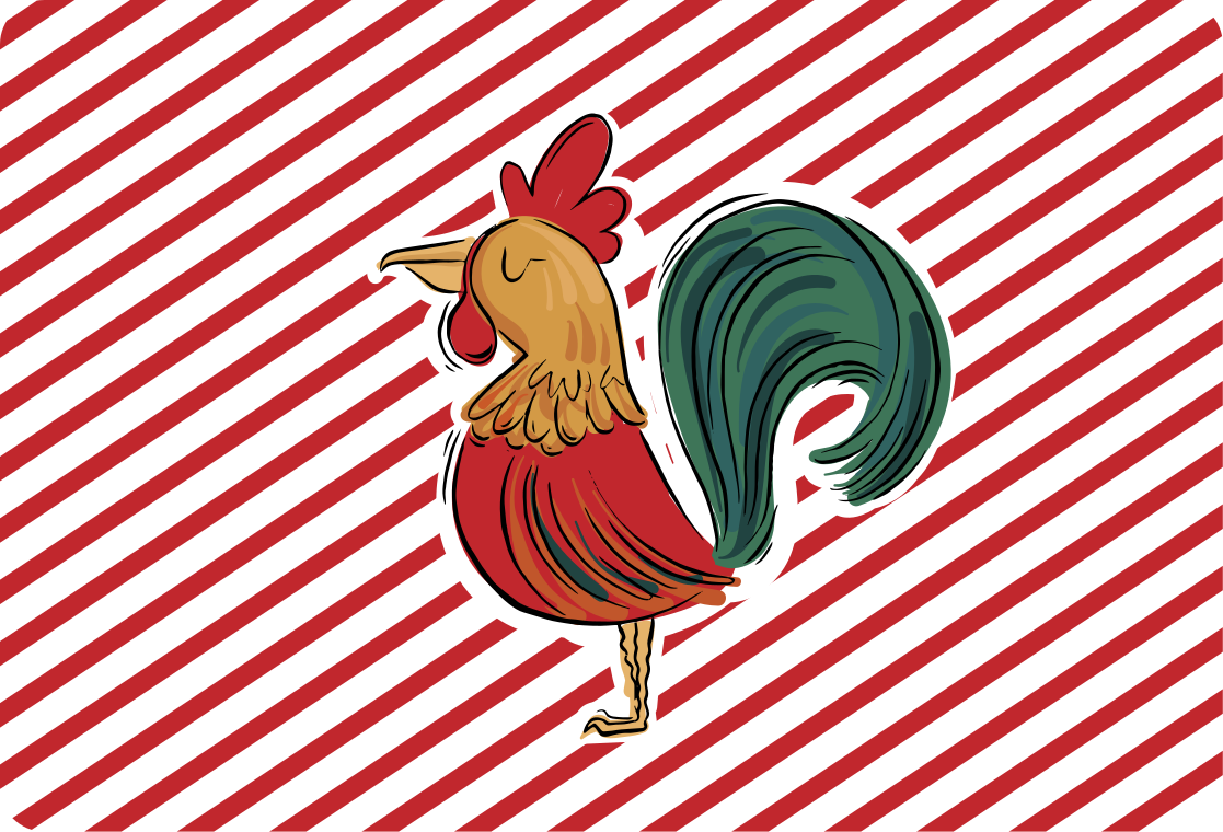 Vinyl teppich tiere im bunten design mit hahn - TenStickers