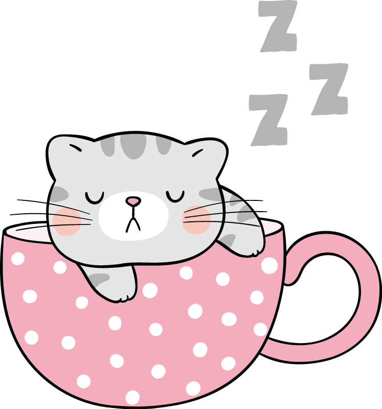 Vinyl teppich tiere schlafende katze tasse - TenStickers