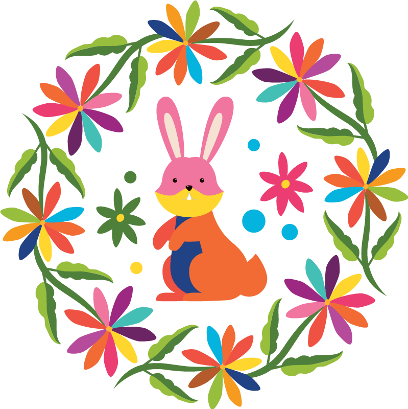 Vinyl teppich tiere mit buntem hasen design - TenStickers