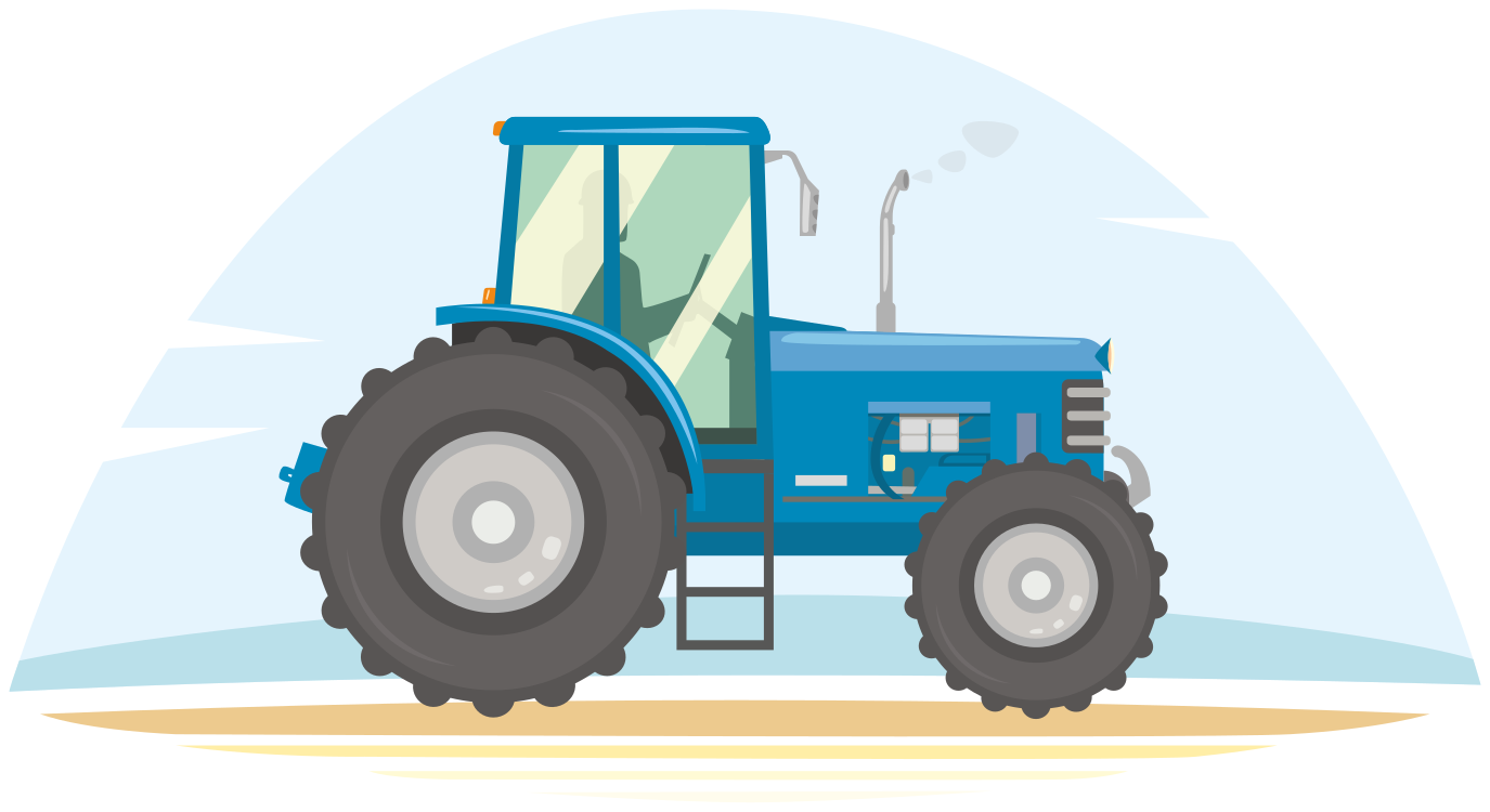 Vinyl teppich tiere mit blauer traktor illustration - TenStickers
