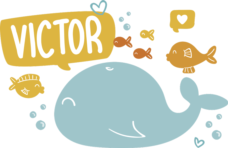 Vinyl teppich tiere mit niedlichem walfisch design - TenStickers