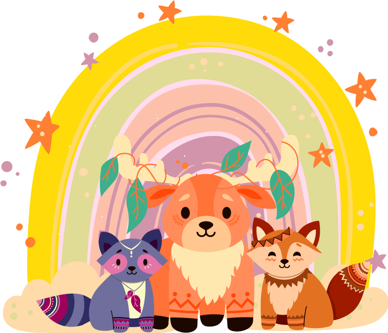 Vinyl teppich tiere charmantes kreaturen trio - TenStickers