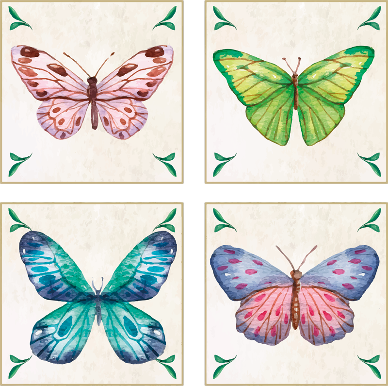 Vinyl teppich tiere mit lebhaften schmetterlingsdesigns - TenStickers