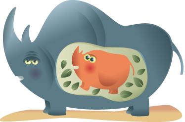 Vinyl teppich tiere schwangere nashornmutter - TenStickers