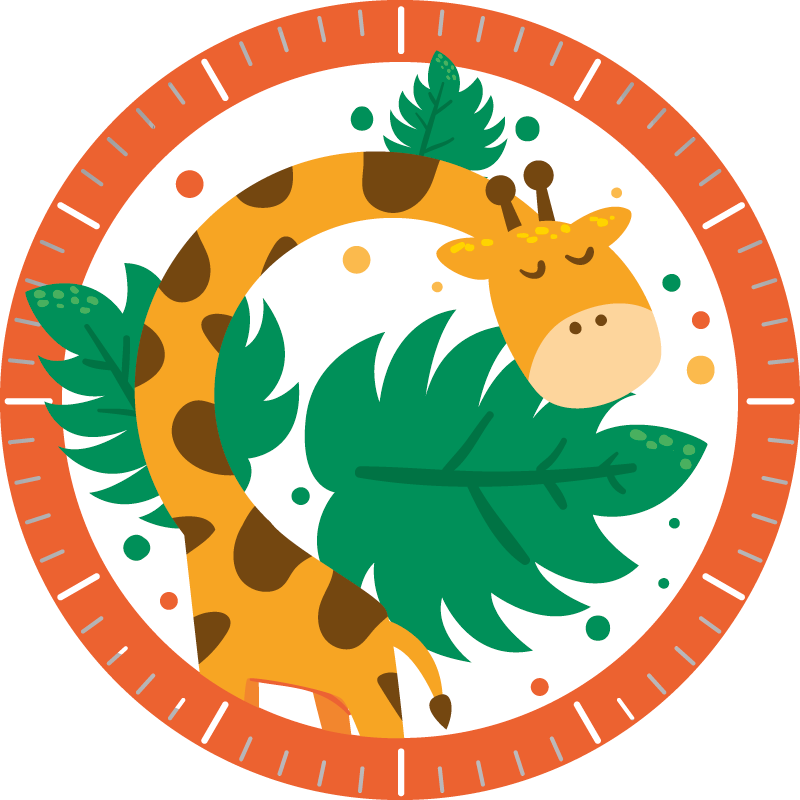 Vinyl teppich tiere und wanduhr mit giraffe - TenStickers