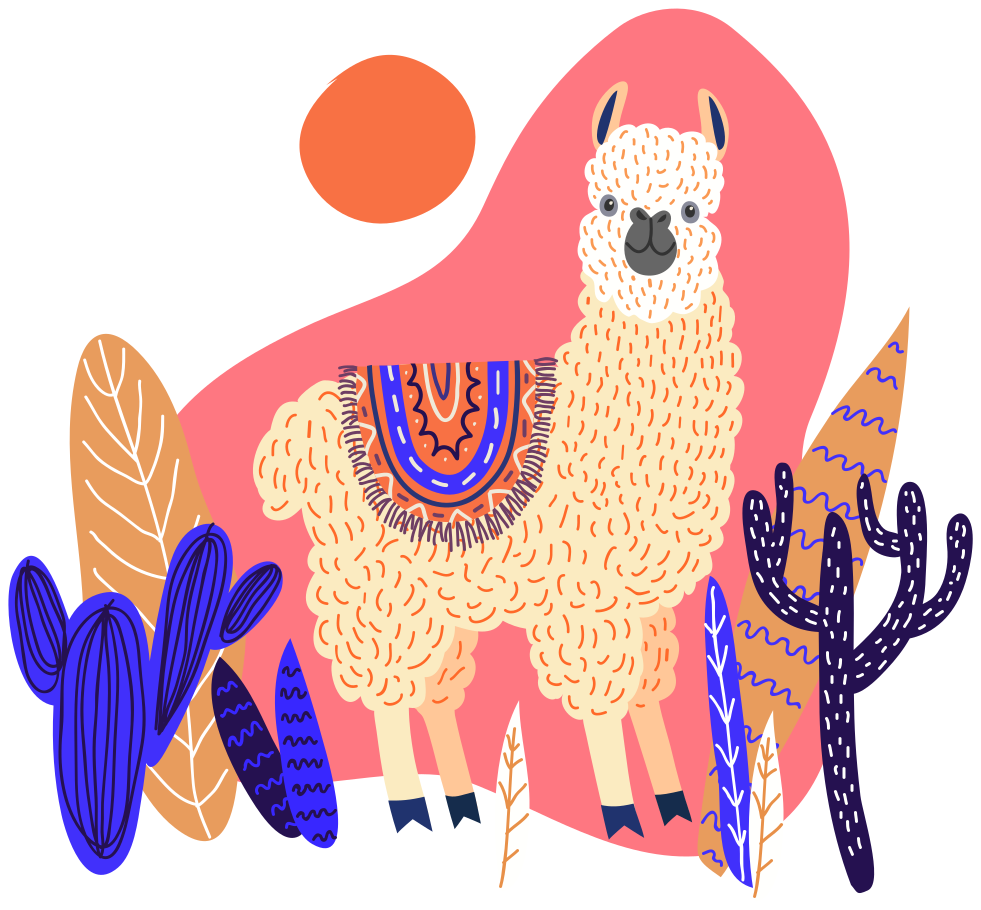 Vinyl teppich tiere peruanische lamas und kakteen - TenStickers