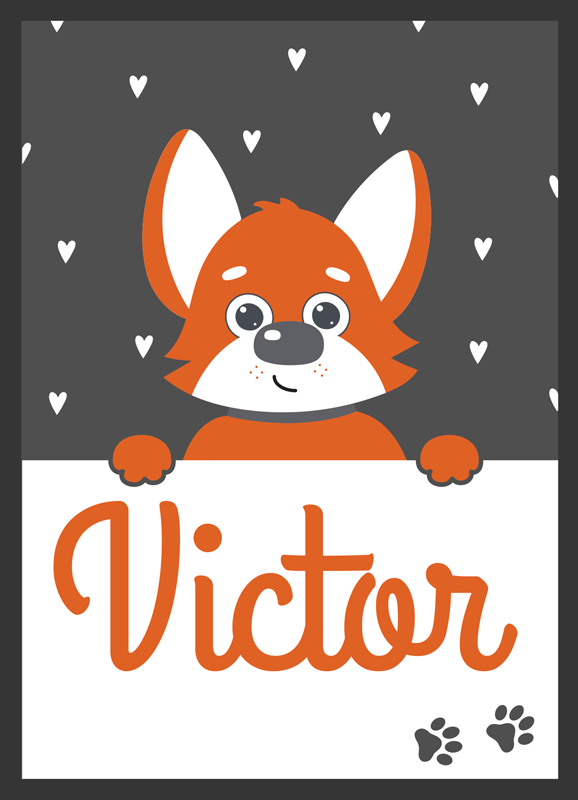 Vinyl teppich tiere kinderposter mit namen - TenStickers