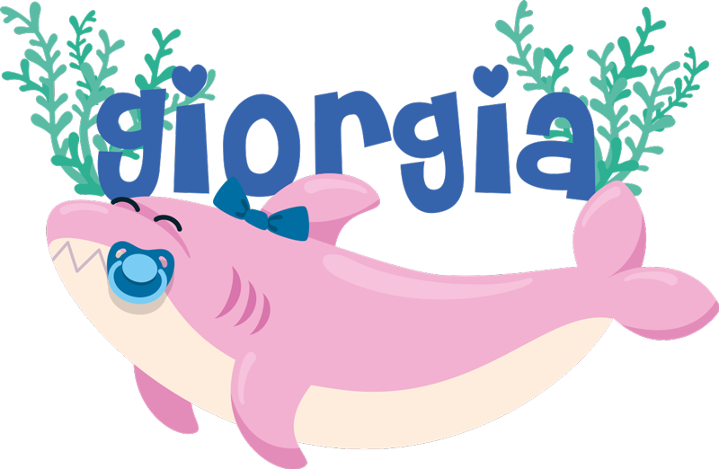 Vinyl teppich tiere baby hai mit name mädchen - TenStickers