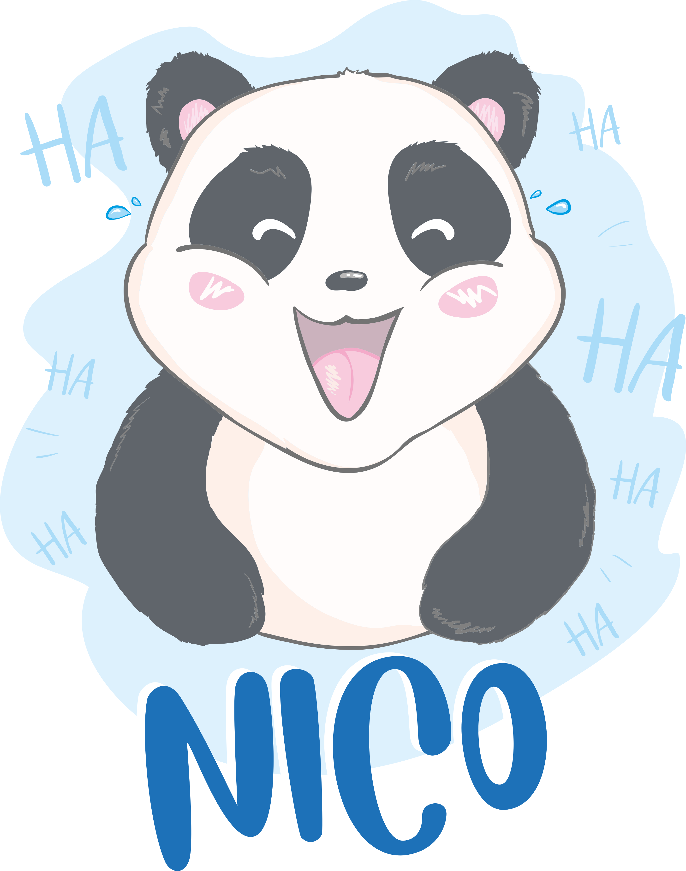 Vinyl teppich tiere baby panda überrascht mit namen - TenStickers