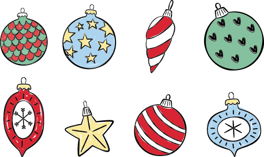Vinyl teppich weihnachten set mit vintage christbaumkugeln - TenStickers