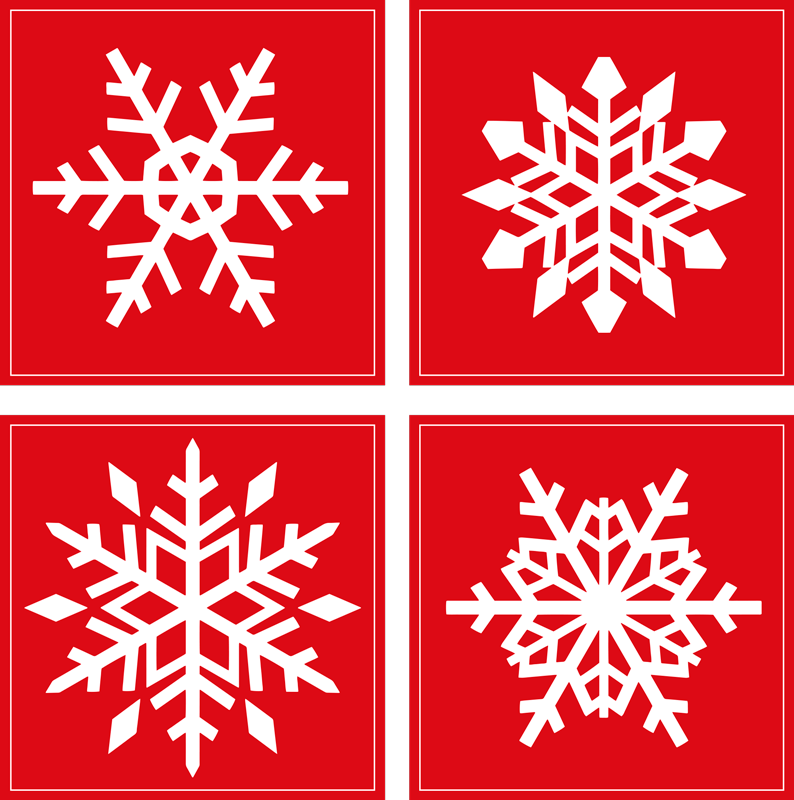 Vinyl teppich weihnachten rote schneeflocken fliesen - TenStickers