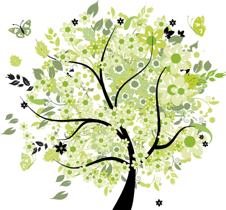 Vinyl teppich blumen grüner frühling baum - TenStickers