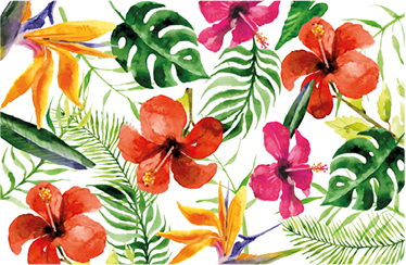 Vinyl teppich blumen mit bunten monstera-blättern - TenStickers
