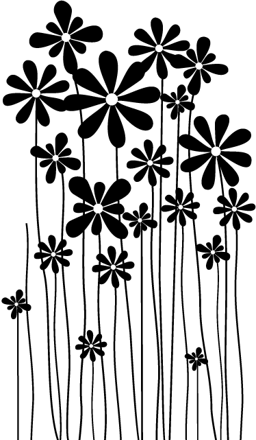 Vinyl teppich blumen große schwarze blüten - TenStickers