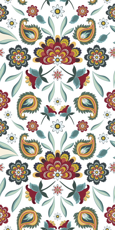 Vinyl teppich blumen mit ethnischem blumenmuster - TenStickers