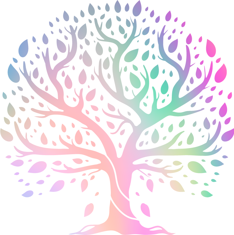 Vinyl teppich blumen baum des lebens regenbogenfarben - TenStickers