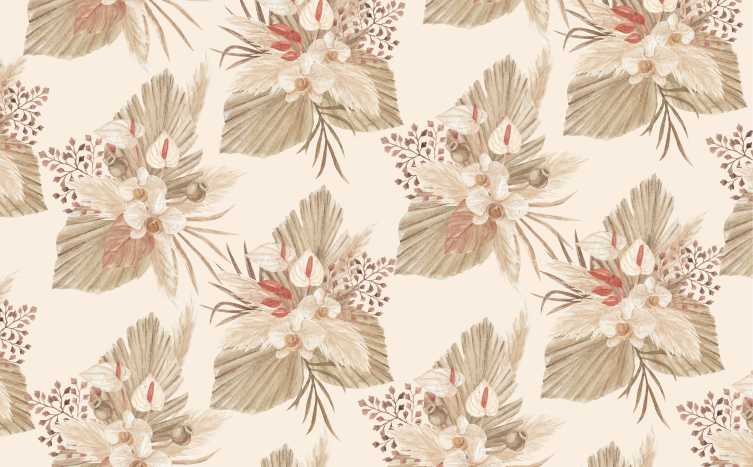 Vinyl teppich blumen in beige getrocknete blüten - TenStickers