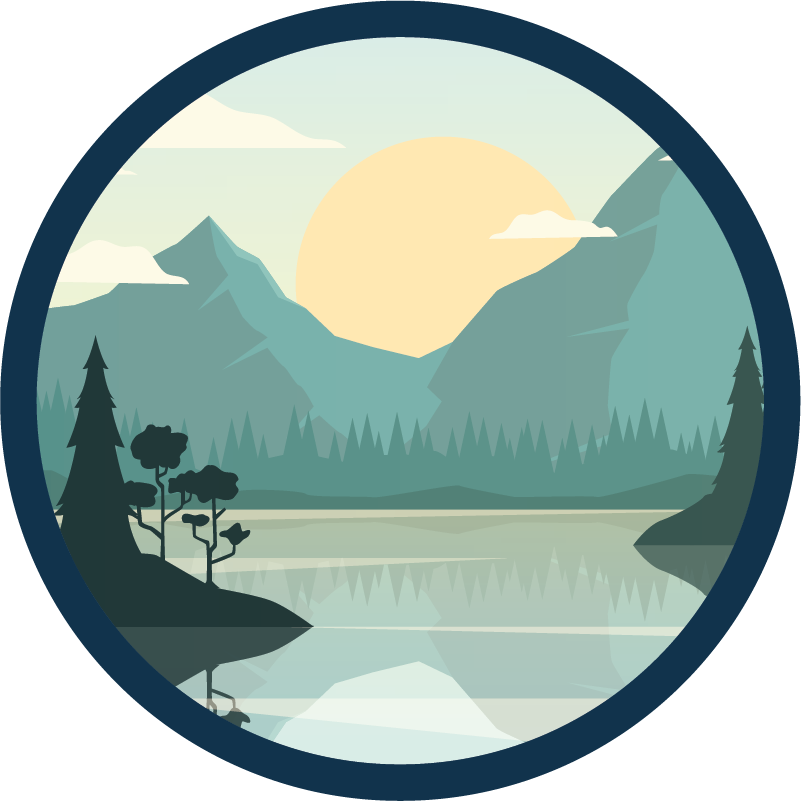 Vinyl teppich blumen silhouette berg mit see - TenStickers
