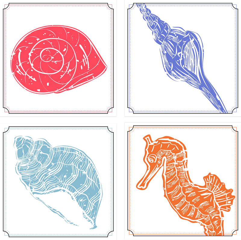 Vinyl teppich blumen mit maritimen motiven - TenStickers
